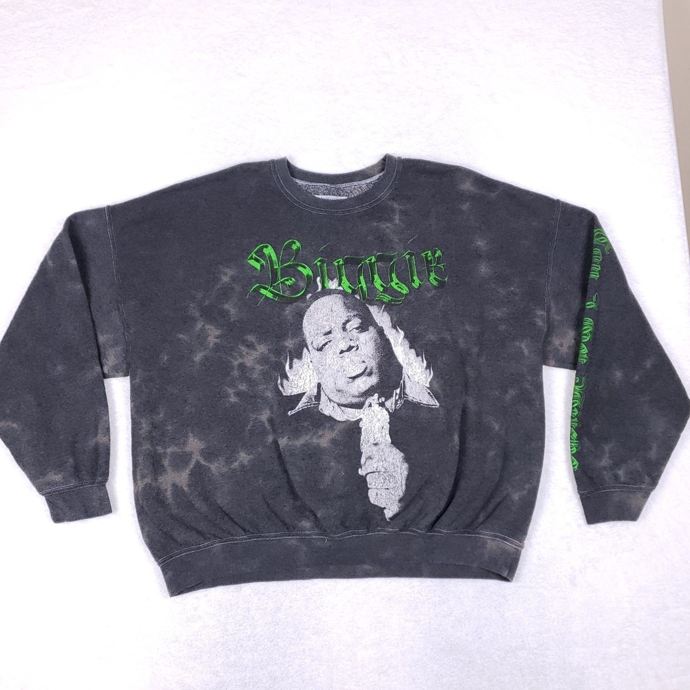 The Notorious B.I.G. Biggie Graphic‎ Sweatshirt L/XL Black Bleach Wash Crewneck